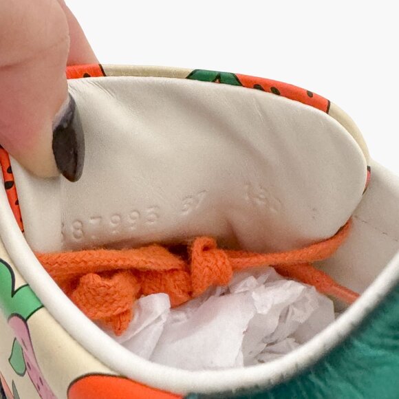 Gucci Cream and Orange Strawberry Sneakers - Picture 11 of 13